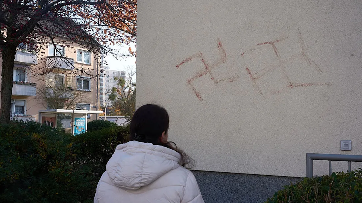 Almanya’da kanla çizilmiş gamalı haçlar bulundu gamalı haç